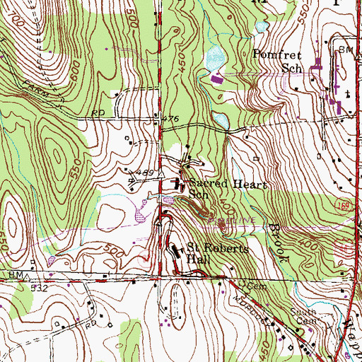 Topographic Map of Sacred Heart School, CT