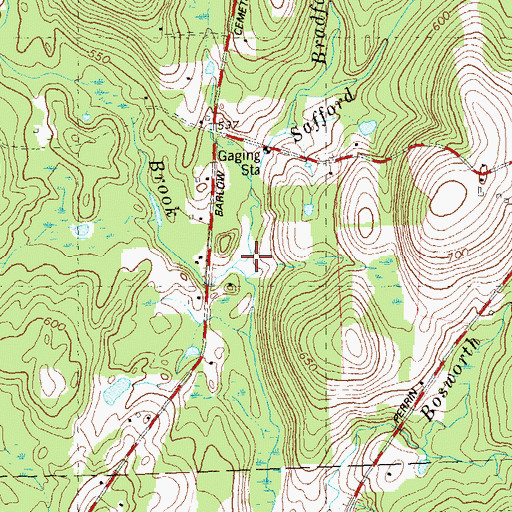 Topographic Map of Safford Brook, CT