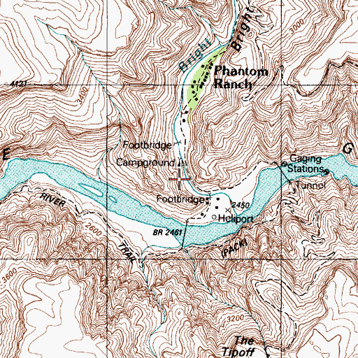 Topographic Map of Suspension Bridge Campground, AZ
