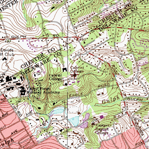 Topographic Map of Founder's Hall, PA