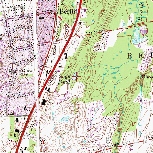 Topographic Map of Sage Pond, CT