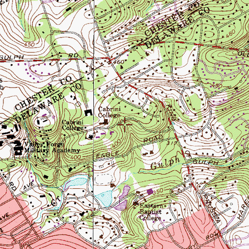 Topographic Map of Xavier Residence Hall, PA