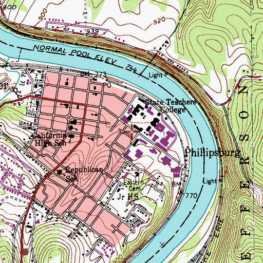 Topographic Map of Azorsky Hall, PA