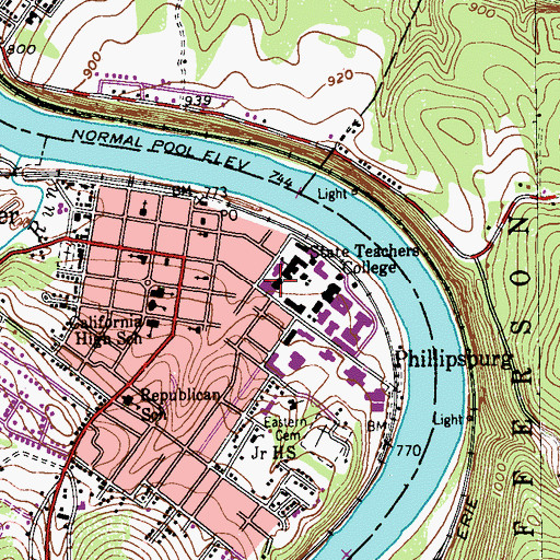 Topographic Map of Dixon Hall, PA
