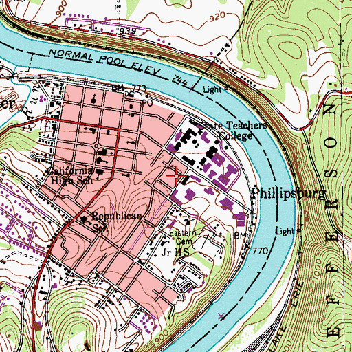 Topographic Map of Downey-Garofalo Health Center, PA