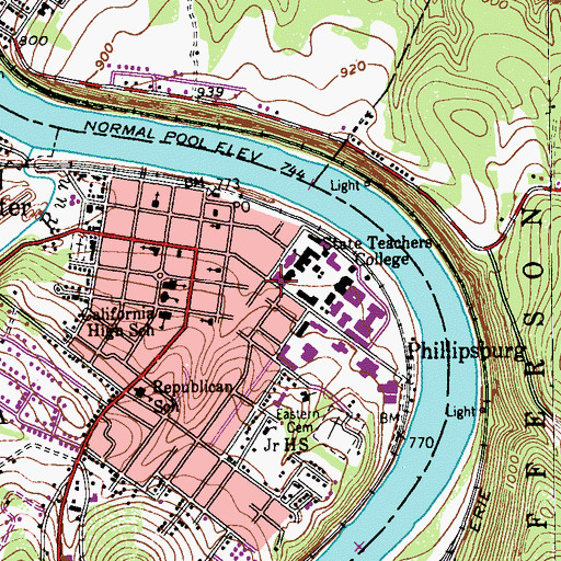 Topographic Map of Duda Hall, PA