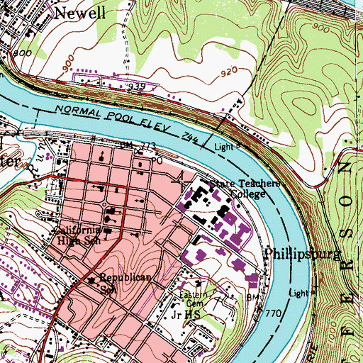 Topographic Map of Eberly Hall, PA