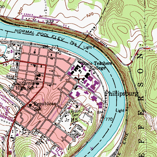 Topographic Map of Herron Hall, PA