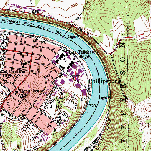 Topographic Map of Longanecker Hall, PA