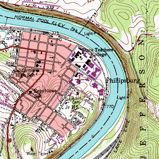 Topographic Map of Natali Student Center, PA
