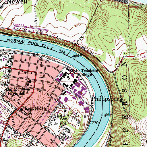 Topographic Map of New Science Hall, PA