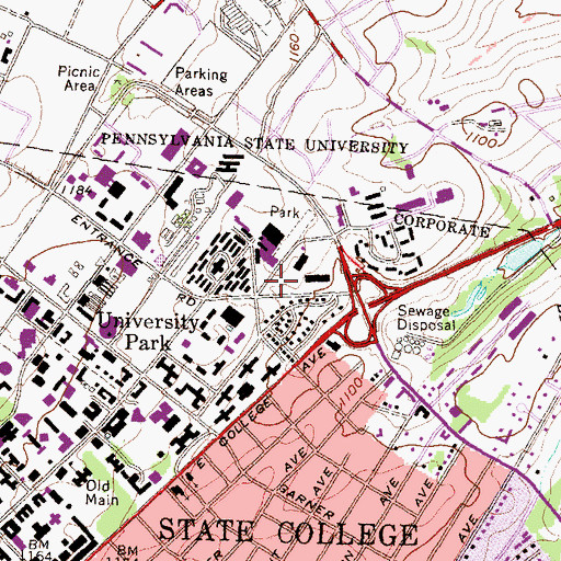 Topographic Map of Academic Activities Building, PA