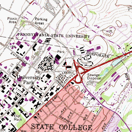 Topographic Map of Academic Projects Building, PA