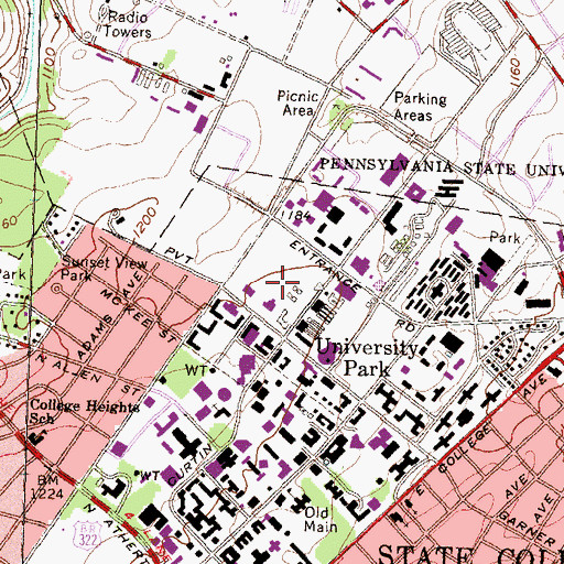 Topographic Map of Agricultural Science and Industries Building, PA