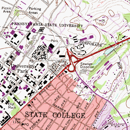 Topographic Map of Beecher - Dock House, PA