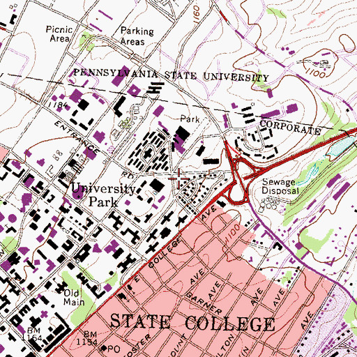Topographic Map of Bennet Family Center, PA