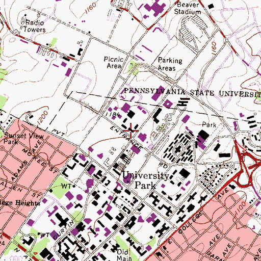 Topographic Map of Bigler Hall, PA