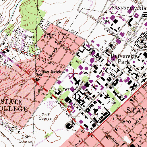 Topographic Map of CEDAR Building, PA