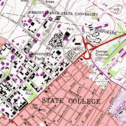 Topographic Map of Cross Hall, PA