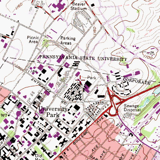 Topographic Map of East Area Locker Room, PA