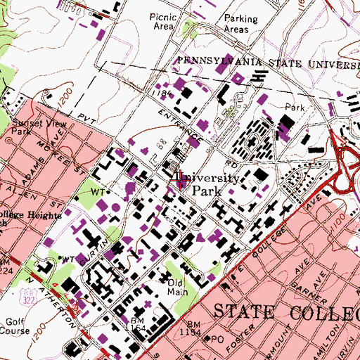 Topographic Map of Eisenhower Auditorium, PA
