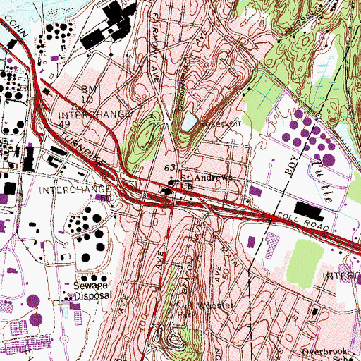 Topographic Map of Saint Andrews Church, CT