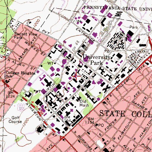 Topographic Map of Frear South Building, PA