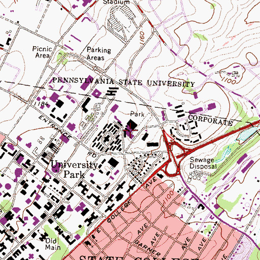 Topographic Map of Greenberg Ice Pavillion, PA