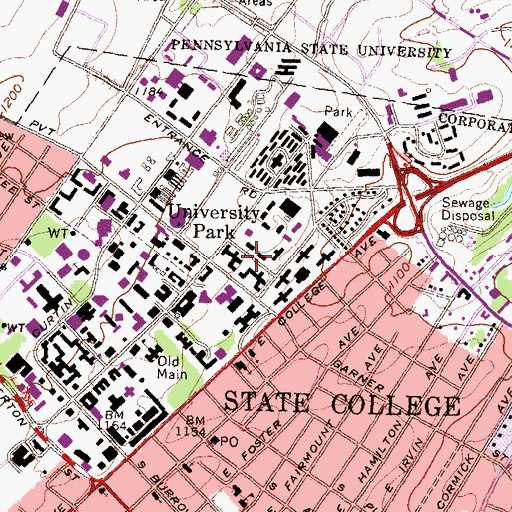 Topographic Map of Hartranft Hall, PA