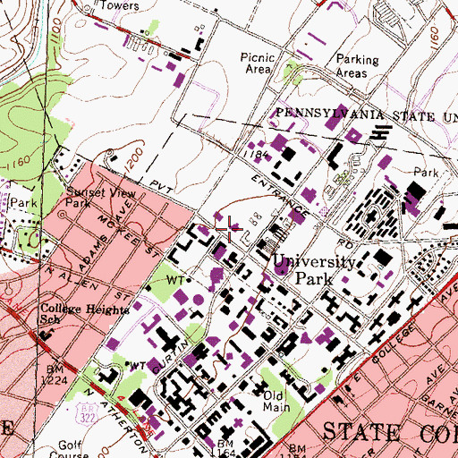 Topographic Map of Henning Building, PA