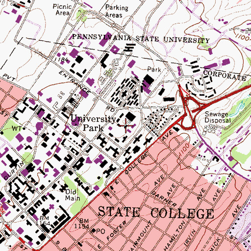 Topographic Map of Hiester Hall, PA