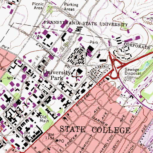Topographic Map of Hiester Hall, PA