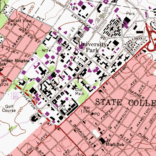 Topographic Map of McAllister Building, PA