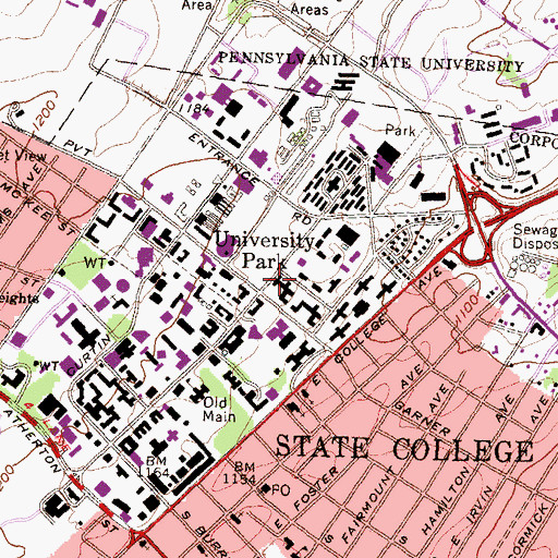 Topographic Map of McElwain Hall, PA