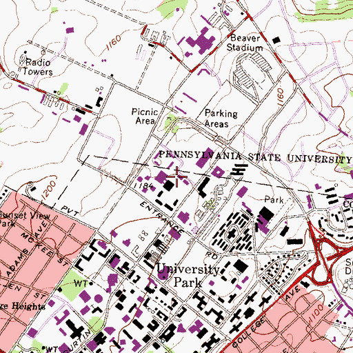 Topographic Map of McKean Hall, PA