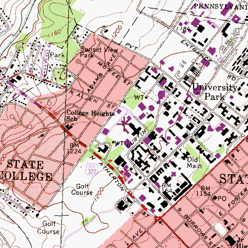 Topographic Map of Moore Building, PA