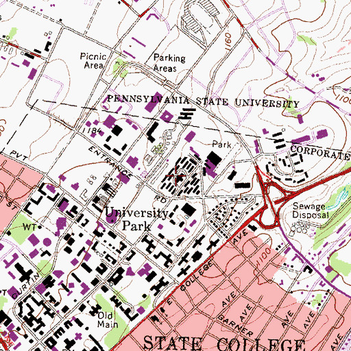Topographic Map of Nittany Apartments, PA