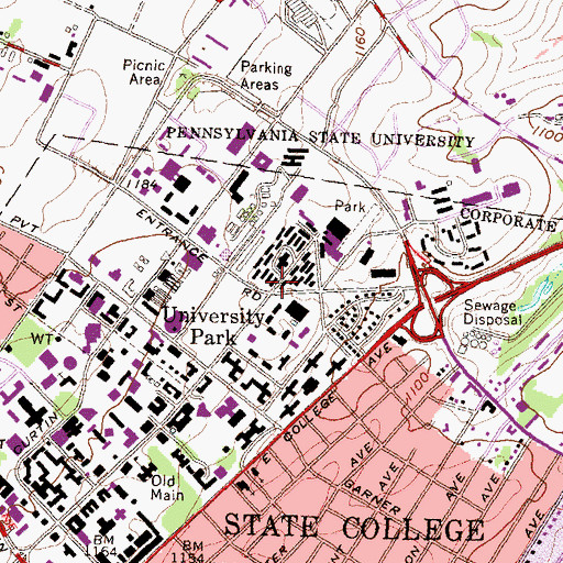 Topographic Map of Nittany Community Center, PA
