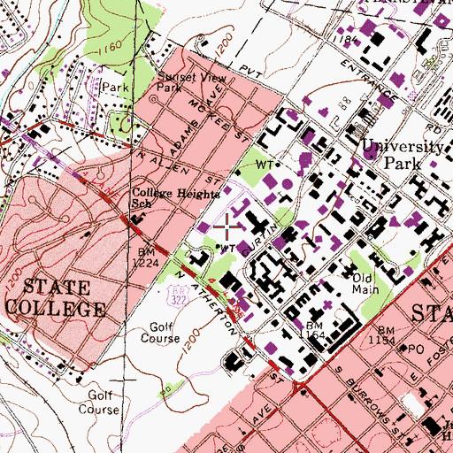 Topographic Map of Nittany Parking Deck, PA