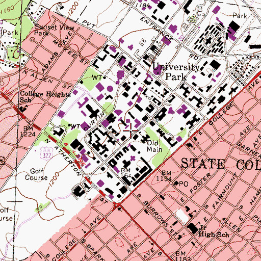 Topographic Map of Old Botany Building, PA