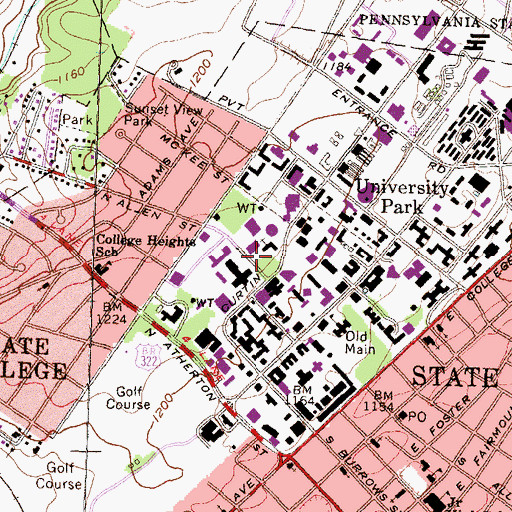Topographic Map of Pasquerilla Spiritual Center, PA