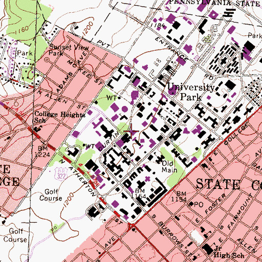 Topographic Map of Paterno Library, PA