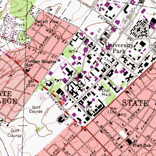 Topographic Map of Pattee Library, PA