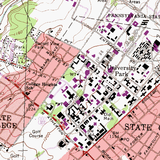 Topographic Map of Penn State Forum, PA