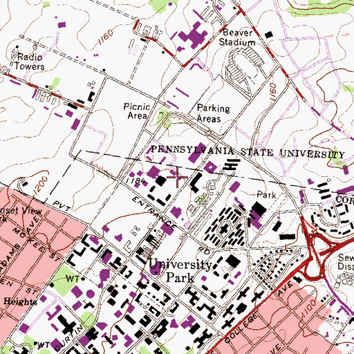 Topographic Map of Pennypacker Hall, PA