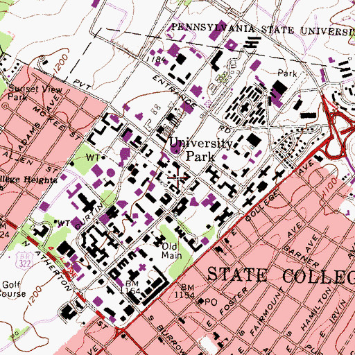 Topographic Map of Pine Cottage, PA