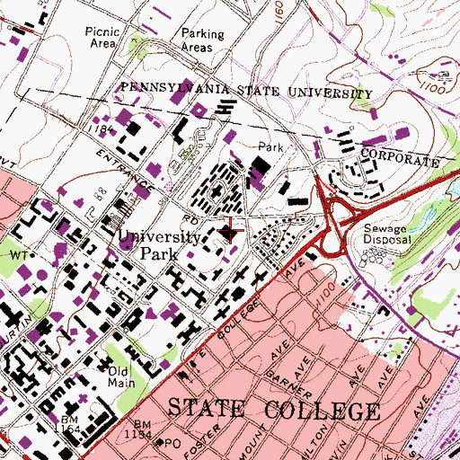 Topographic Map of Pollock Commons, PA