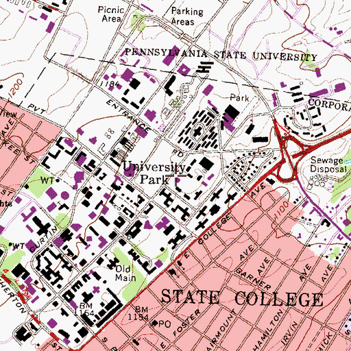 Topographic Map of Pollock Library, PA