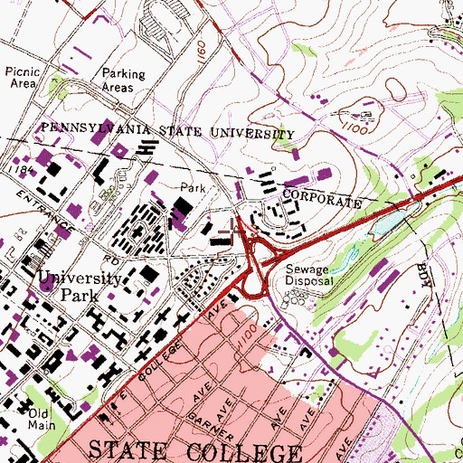 Topographic Map of Research East Bluilding, PA