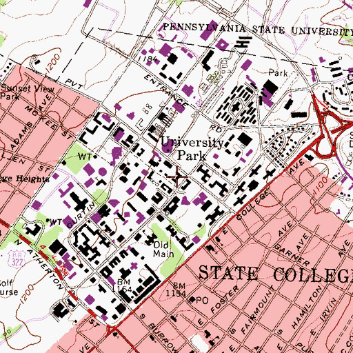 Topographic Map of Ritenour Building, PA